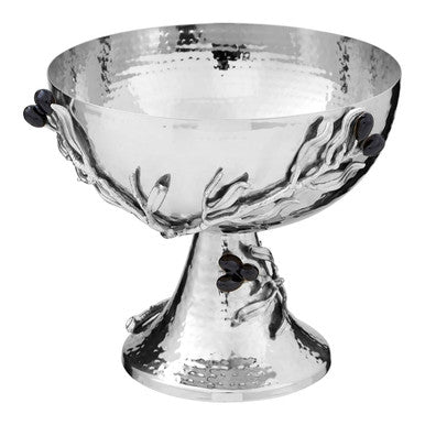 Orsina Miressa Grapes Fruit Bowl – Hammered Metal Pedestal Bowl