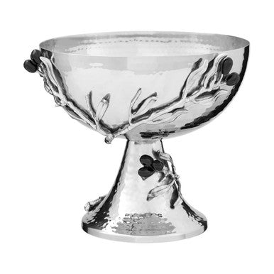 Orsina Miressa Grapes Fruit Bowl – Hammered Metal Pedestal Bowl