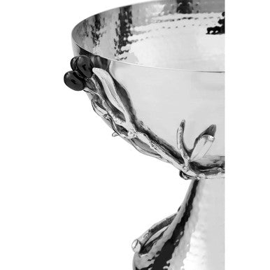 Orsina Miressa Grapes Fruit Bowl – Hammered Metal Pedestal Bowl