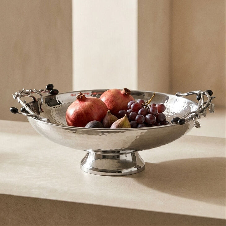 Orsina Miressa Silver Grapes Fruit Bowl – Hammered Stainless Steel