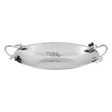 Orsina Miressa Grapes Serving Dish – Hammered Stainless Steel Oval Platter
