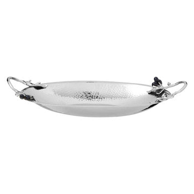 Orsina Miressa Grapes Serving Dish – Hammered Stainless Steel Oval Platter