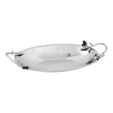 Orsina Miressa Grapes Serving Dish – Hammered Stainless Steel Oval Platter