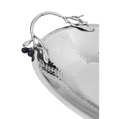 Orsina Miressa Grapes Serving Dish – Hammered Stainless Steel Oval Platter