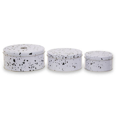 Orsina Speckled Cake Storage Tins – Set of 3 Round Nesting Food Tins