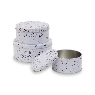Orsina Speckled Cake Storage Tins – Set of 3 Round Nesting Food Tins