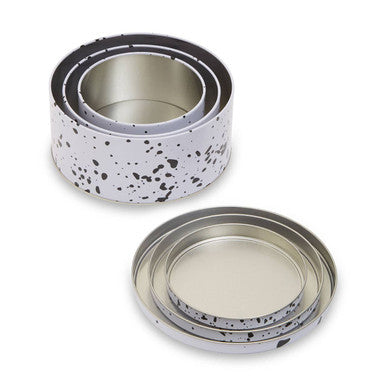 Orsina Speckled Cake Storage Tins – Set of 3 Round Nesting Food Tins