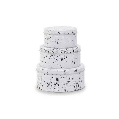 Orsina Speckled Cake Storage Tins – Set of 3 Round Nesting Food Tins