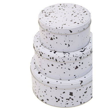 Orsina Speckled Cake Storage Tins – Set of 3 Round Nesting Food Tins