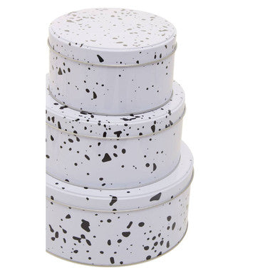 Orsina Speckled Cake Storage Tins – Set of 3 Round Nesting Food Tins