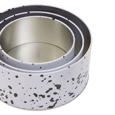 Orsina Speckled Cake Storage Tins – Set of 3 Round Nesting Food Tins
