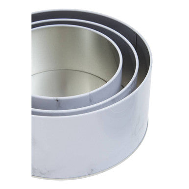 Orsina White Marble Effect Storage Tins | Set of 3 Kitchen Canisters