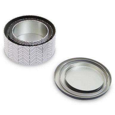 Orsina Paice Set of 3 Urban Storage Tins | Monochrome Chevron Canisters