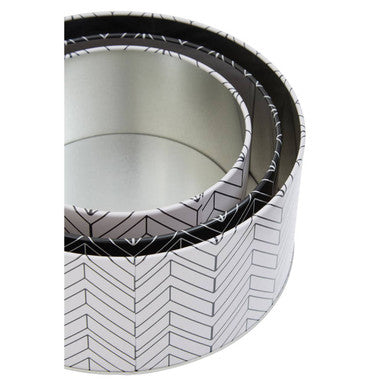 Orsina Paice Set of 3 Urban Storage Tins | Monochrome Chevron Canisters
