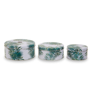 Orsina Winter Palm Cake Storage Tins – Set of 3 Nesting Kitchen Tins