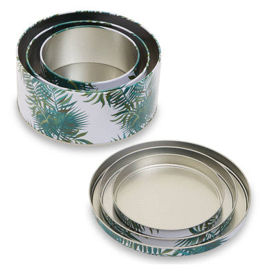 Orsina Winter Palm Cake Storage Tins – Set of 3 Nesting Kitchen Tins