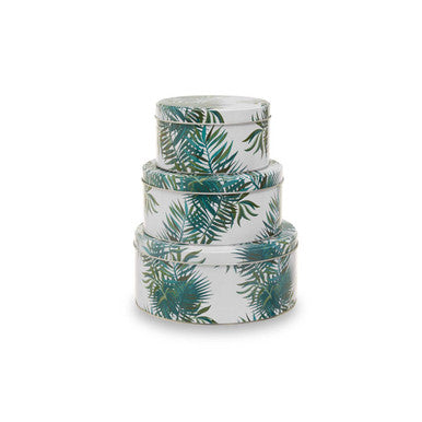 Orsina Winter Palm Cake Storage Tins – Set of 3 Nesting Kitchen Tins
