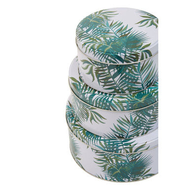 Orsina Winter Palm Cake Storage Tins – Set of 3 Nesting Kitchen Tins