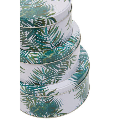 Orsina Winter Palm Cake Storage Tins – Set of 3 Nesting Kitchen Tins