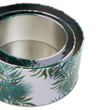 Orsina Winter Palm Cake Storage Tins – Set of 3 Nesting Kitchen Tins