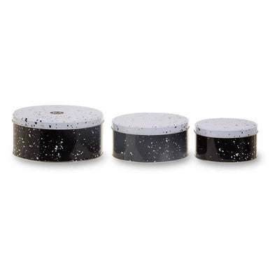 Orsina Paice Monochrome Kitchen Storage Tins – Set of 3 Round Canisters