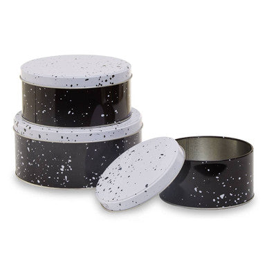 Orsina Paice Monochrome Kitchen Storage Tins – Set of 3 Round Canisters