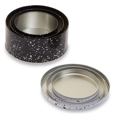 Orsina Paice Monochrome Kitchen Storage Tins – Set of 3 Round Canisters