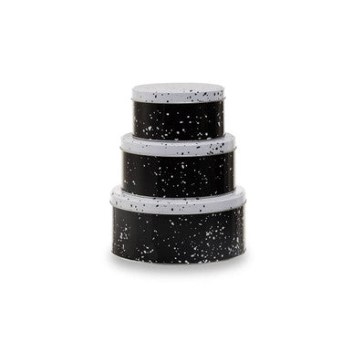 Orsina Paice Monochrome Kitchen Storage Tins – Set of 3 Round Canisters