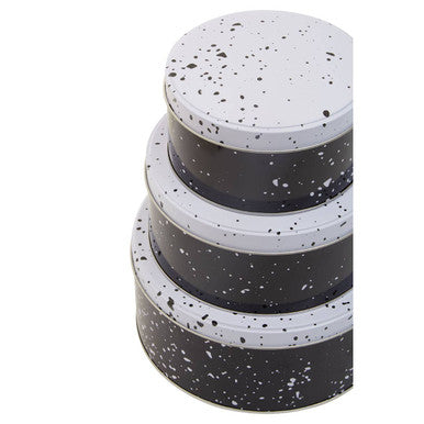 Orsina Paice Monochrome Kitchen Storage Tins – Set of 3 Round Canisters