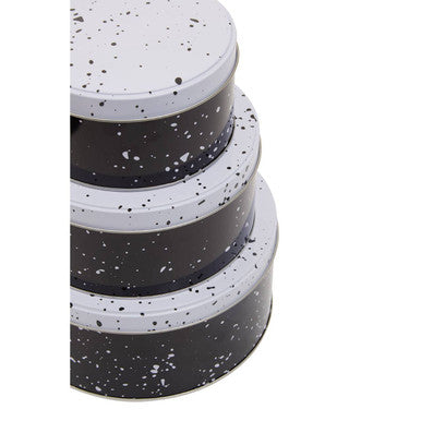 Orsina Paice Monochrome Kitchen Storage Tins – Set of 3 Round Canisters