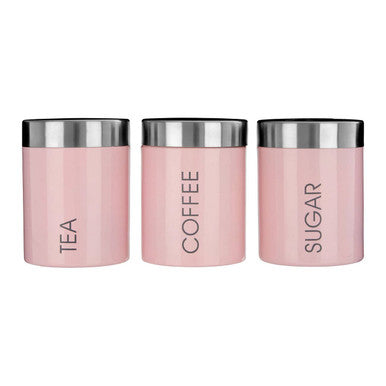 Orsina Liberty Light Pink Enamel Canisters – Kitchen Storage Set