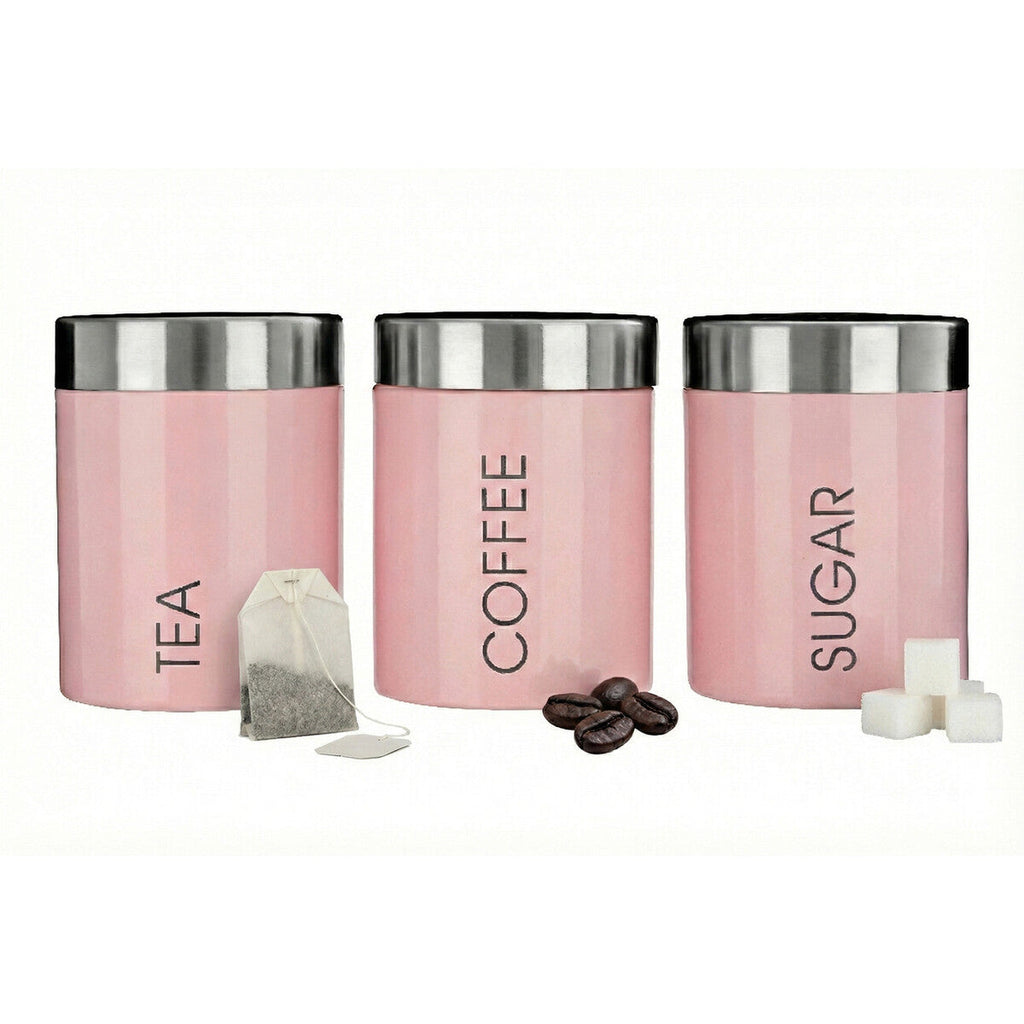 Orsina Liberty Light Pink Enamel Canisters – Kitchen Storage Set