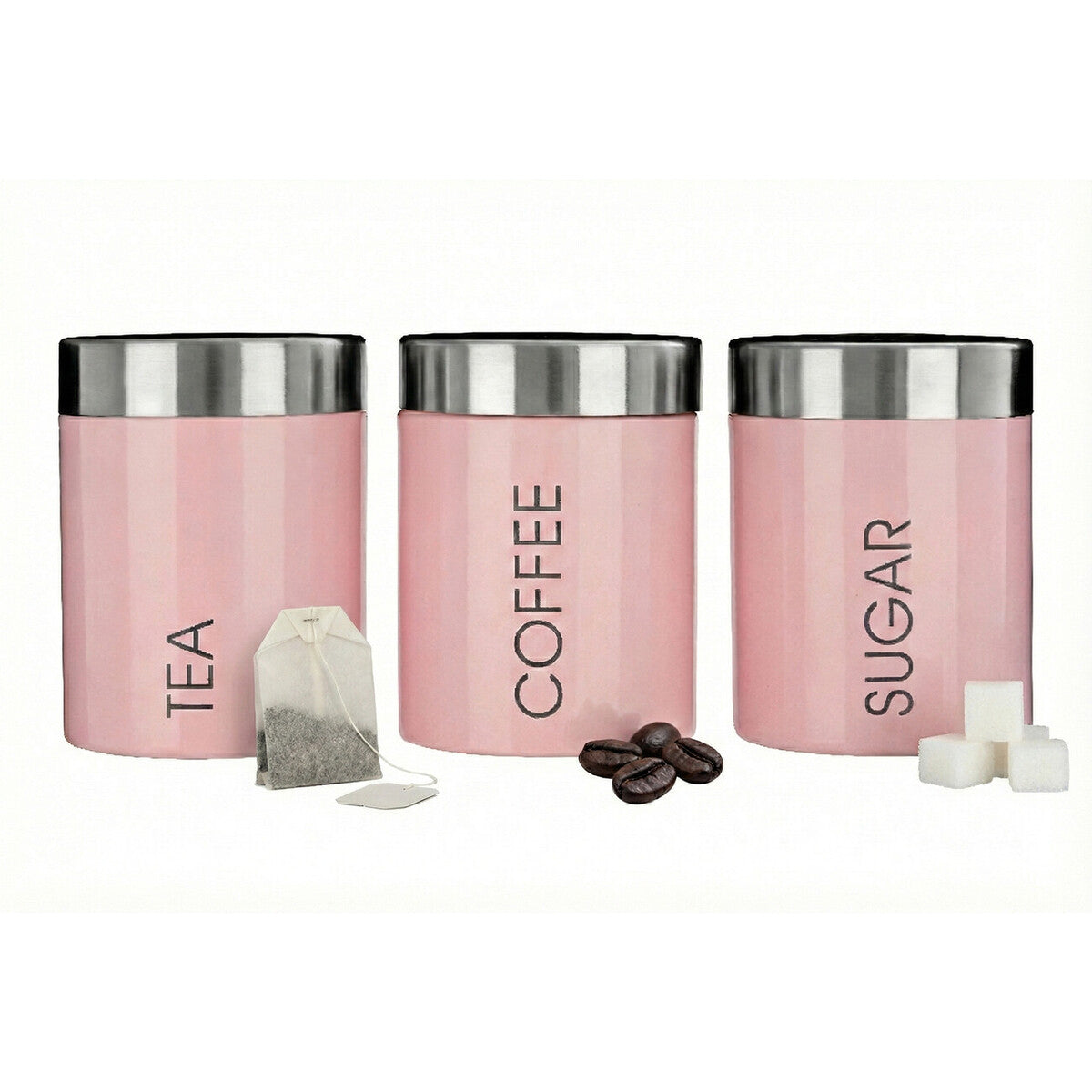 Orsina Liberty Light Pink Enamel Canisters – Kitchen Storage Set