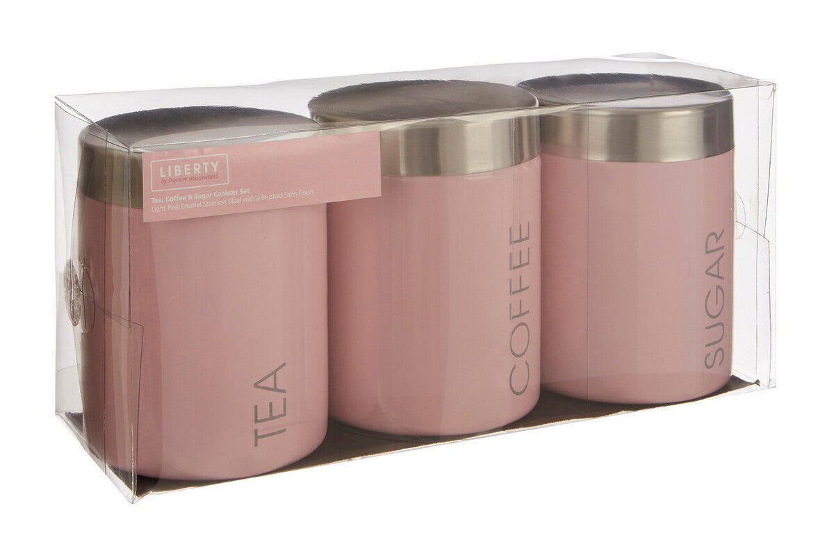 Orsina Liberty Light Pink Enamel Canisters – Kitchen Storage Set