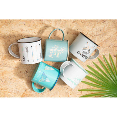 Orsina Adventurer 350ml Ceramic Coffee Mug | White Graphic Design