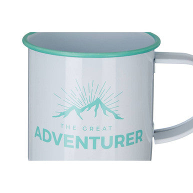 Orsina Adventurer 350ml Ceramic Coffee Mug | White Graphic Design