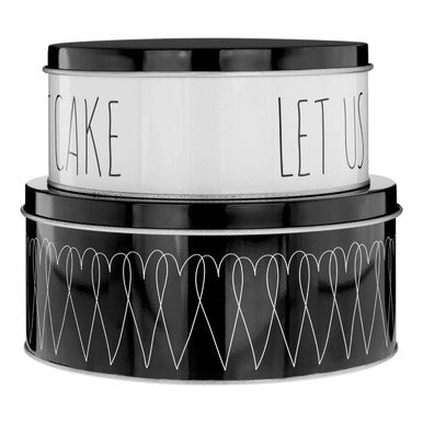 Orsina Heartlines Cake Storage Tins – Set of 2 Monochrome Nesting Tins