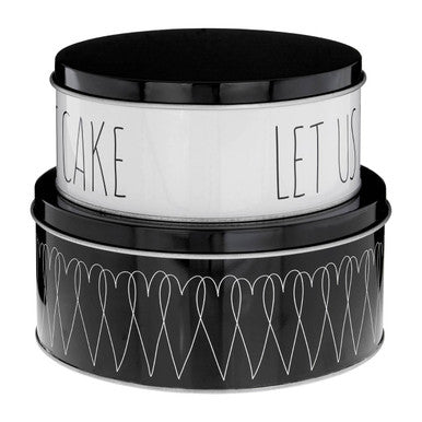 Orsina Heartlines Cake Storage Tins – Set of 2 Monochrome Nesting Tins