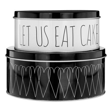 Orsina Heartlines Cake Storage Tins – Set of 2 Monochrome Nesting Tins