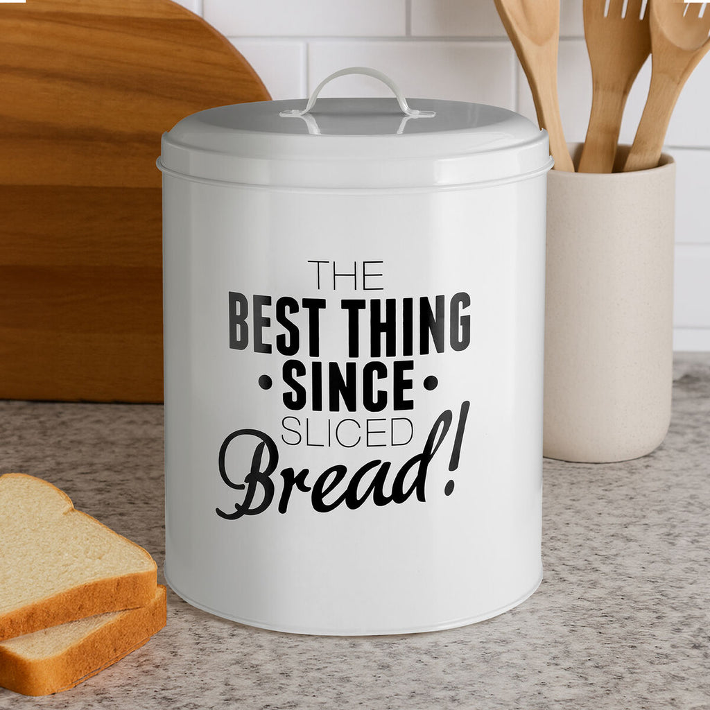 Orsina Pun and Games Bread Bin – White Metal Kitchen Storage Box