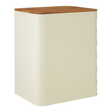 Orsina Rhombus Cream Rectangular Storage Canister with Bamboo Lid
