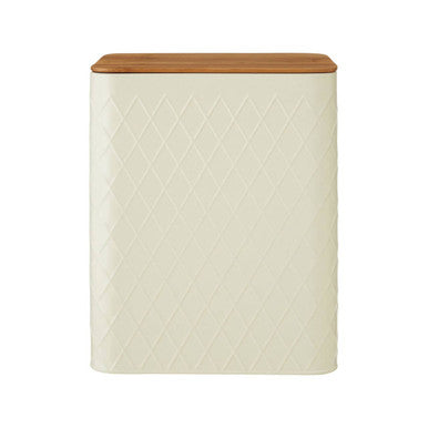 Orsina Rhombus Cream Rectangular Storage Canister with Bamboo Lid