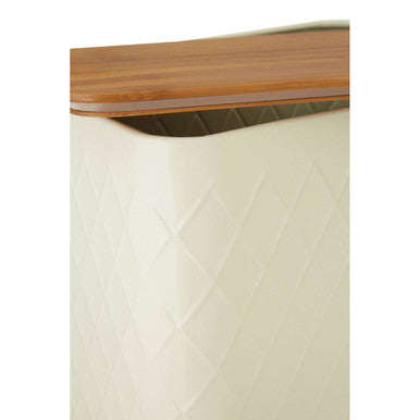 Orsina Rhombus Cream Rectangular Storage Canister with Bamboo Lid