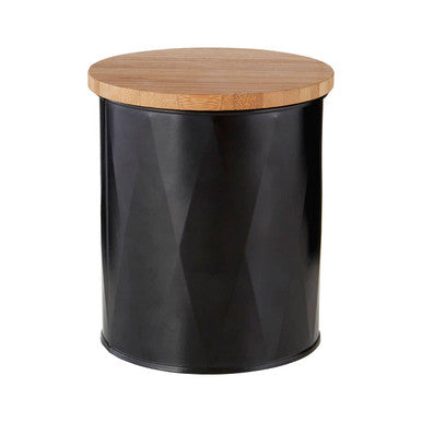 Orsina Rhombus Black Small Storage Canister with Bamboo Lid