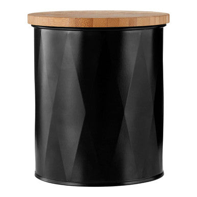 Orsina Rhombus Black Small Storage Canister with Bamboo Lid
