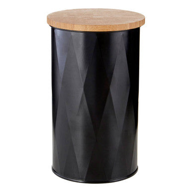Orsina Rhombus Black Medium Storage Canister with Airtight Bamboo Lid