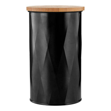 Orsina Rhombus Black Medium Storage Canister with Airtight Bamboo Lid