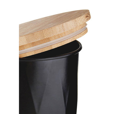 Orsina Rhombus Black Medium Storage Canister with Airtight Bamboo Lid
