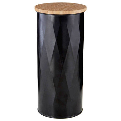 Orsina Rhombus Black Large Kitchen Storage Canister with Bamboo Lid
