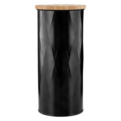 Orsina Rhombus Black Large Kitchen Storage Canister with Bamboo Lid